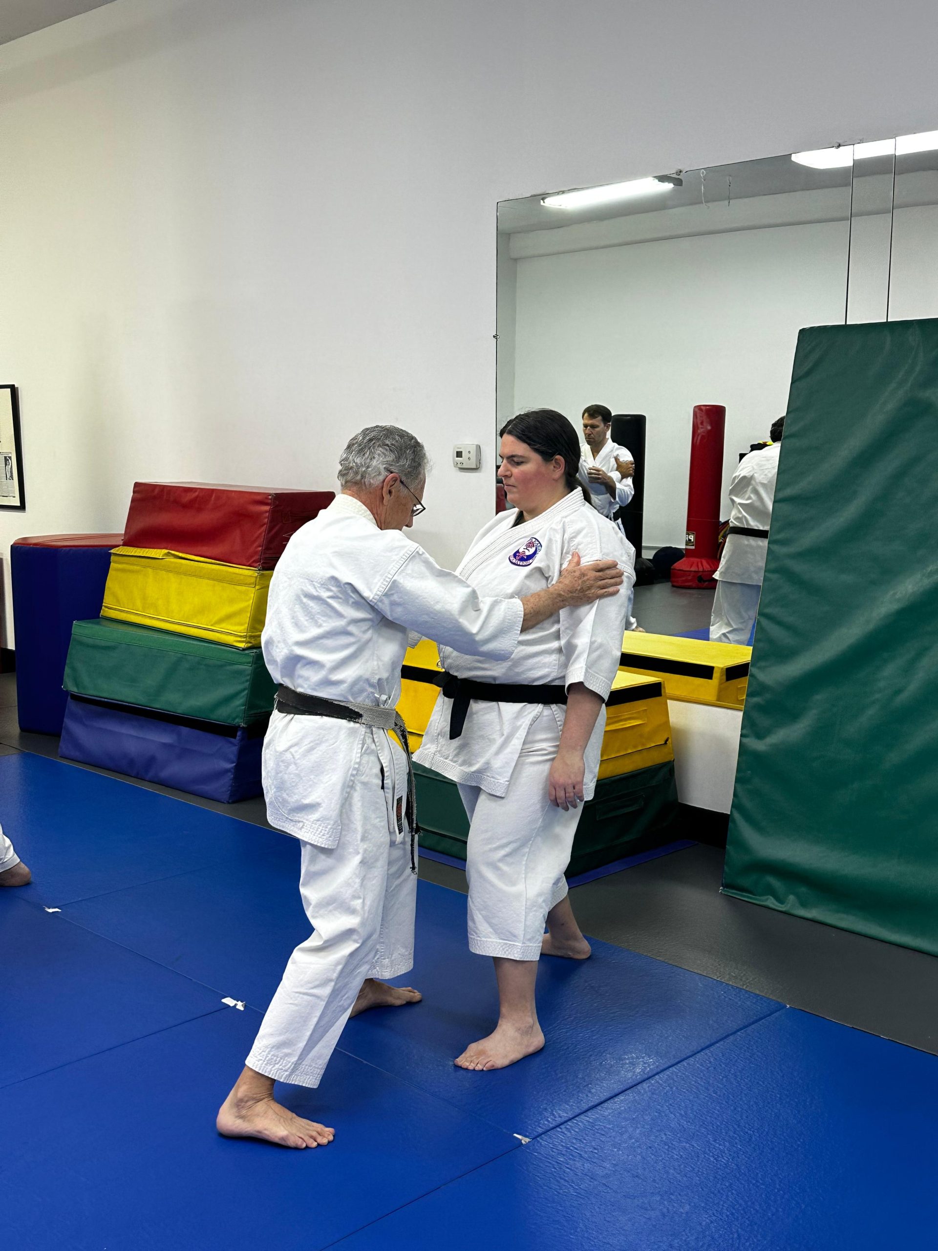 Adult students of different generations training together at Rokah Karate