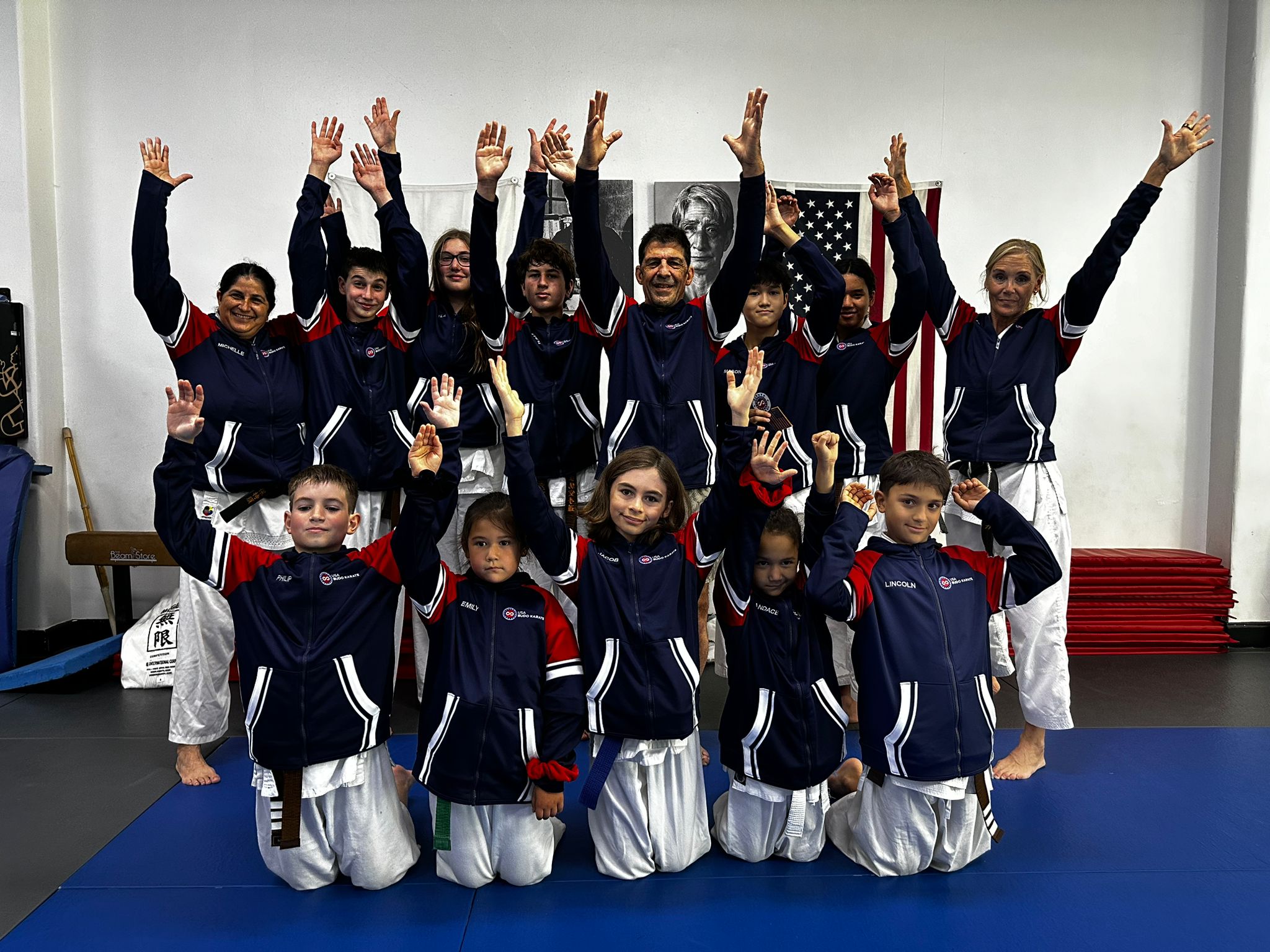 Rokah Karate competitive team in US Budo Karate jackets
